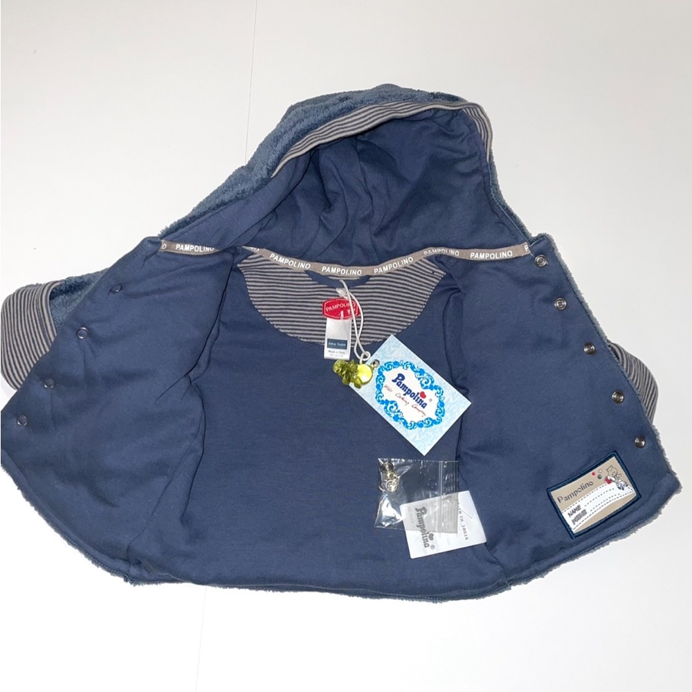 Pampolina Soft Cozy Blue Snap Hoodie Baby Jacket size Newborn NWT - Picture 4 of 9